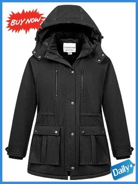 Plus Size Winter Parka Waterproof Fleece Lined Hooded Coat